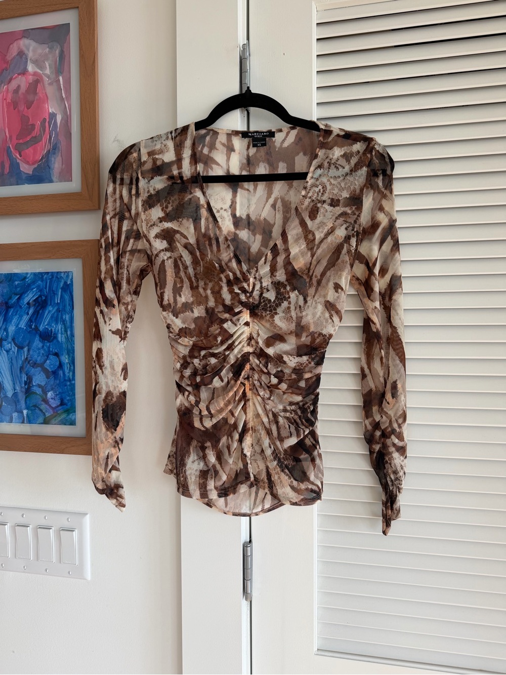 Marciano sheer Animal-Print Womens Top